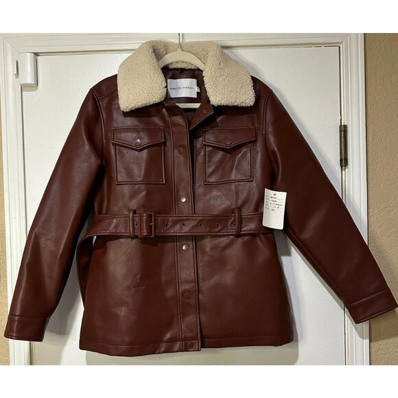 Rebecca Minkoff Faux Leather Jacket with Faux Shearling...